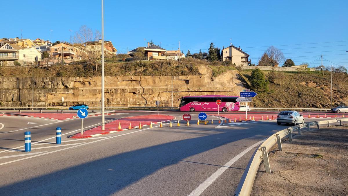 El tall situat a l'accés Berga Centre, aquesta tarda