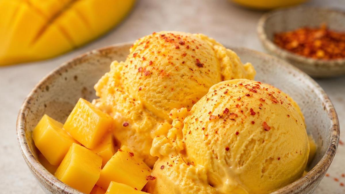 Helado casero de mango y chile.