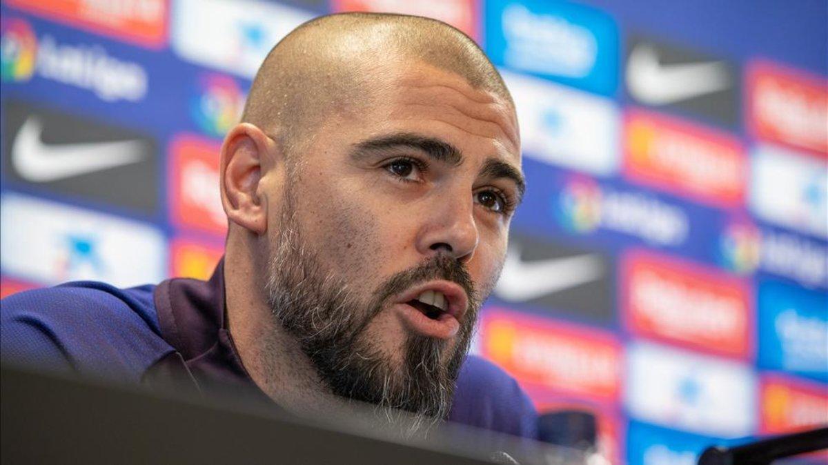 Víctor Valdés habló en rueda de prensa en la Ciutat Esportiva Joan Gamper