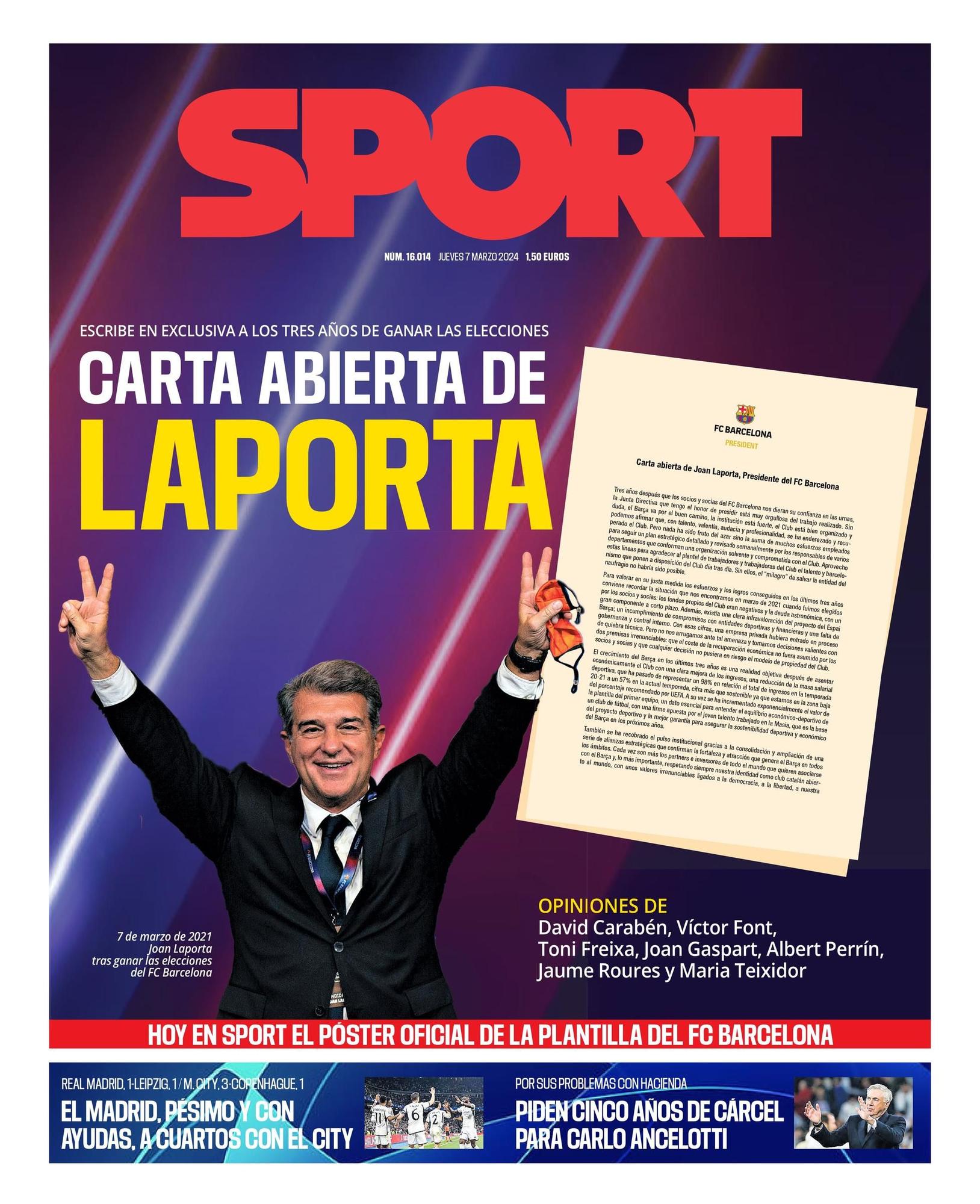La portada de SPORT de hoy