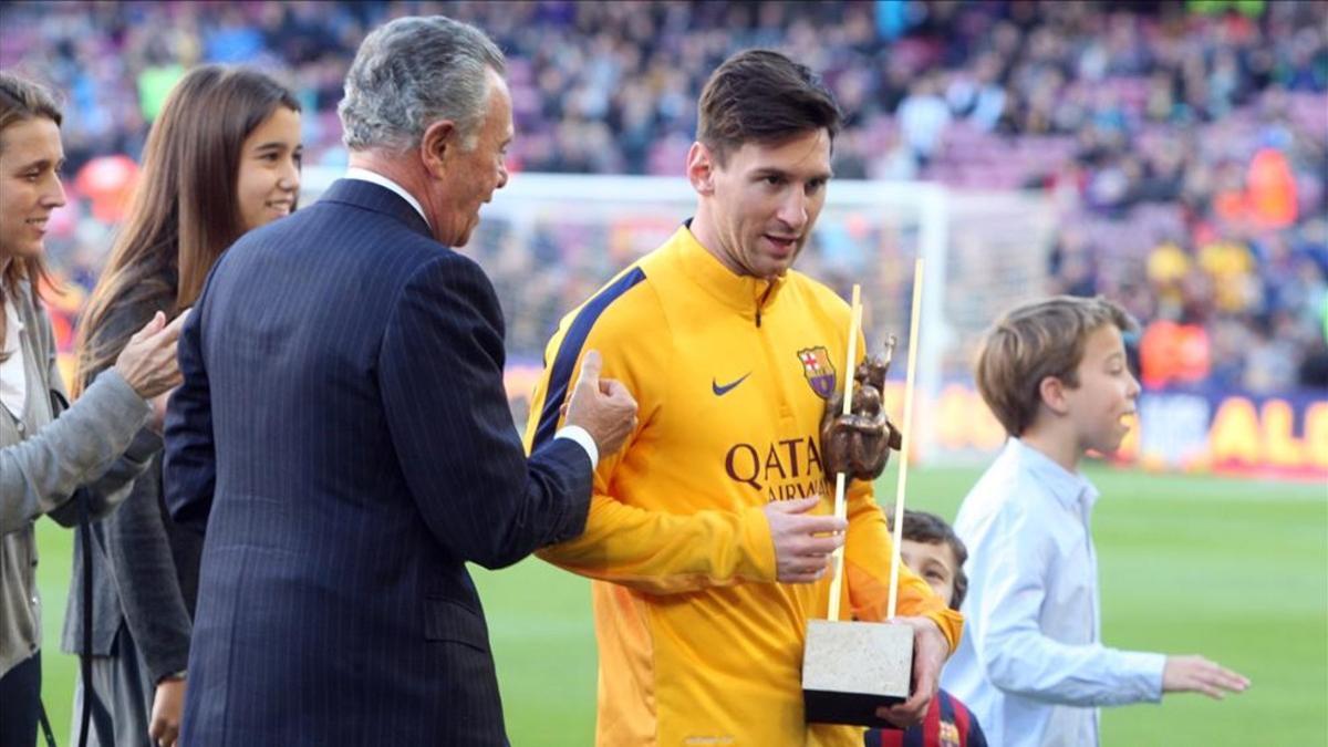 Messi durante la entrega del premio Aldo Rovira 2014/2015