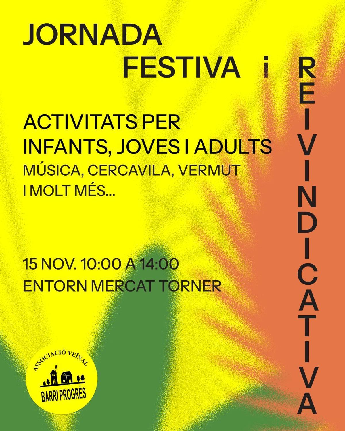 Cartel de la jornada organizada por la entidad vecinal del barrio del Progrés de Badalona