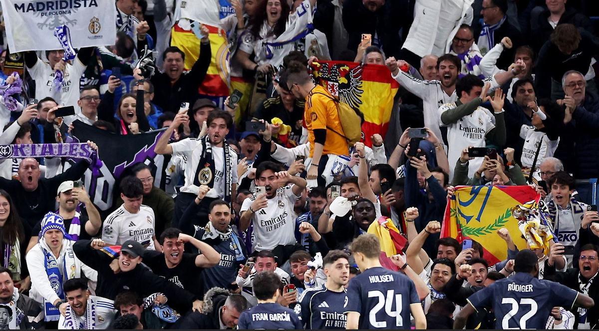 La bandera con el aguila de dos cabeza, entre la afición madridista