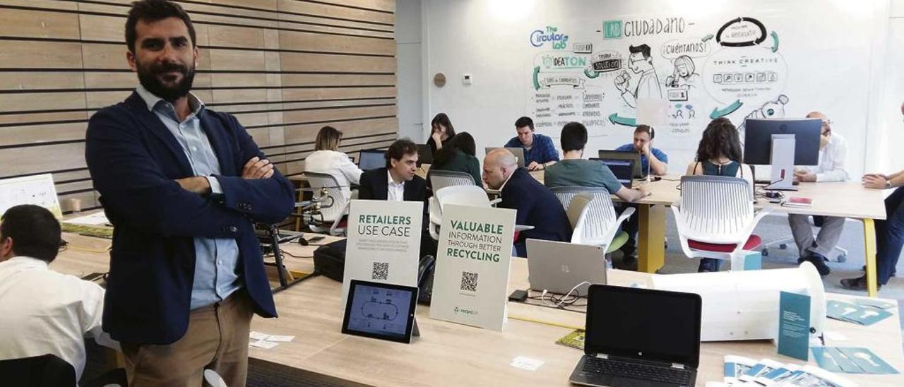 Sergio Puyol, en The Circular Lab, donde trabaja con otras start-up.