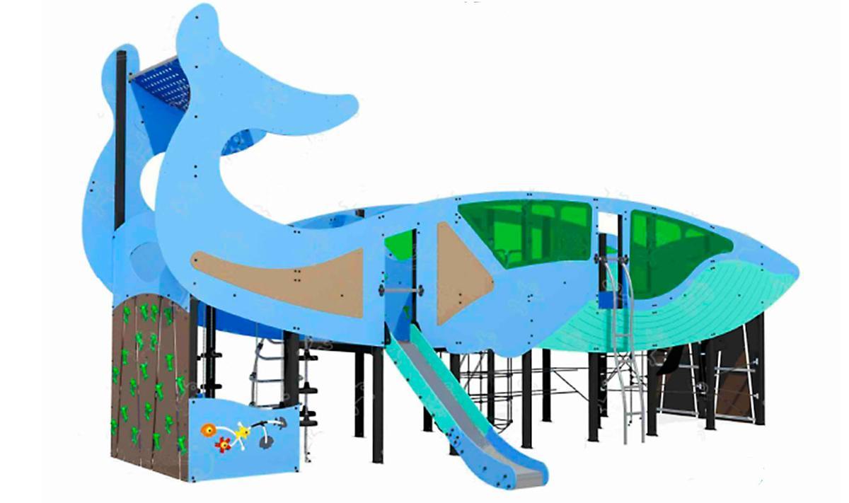 Ballena de cerca de cinco metros de altura que se instalará en el parque.