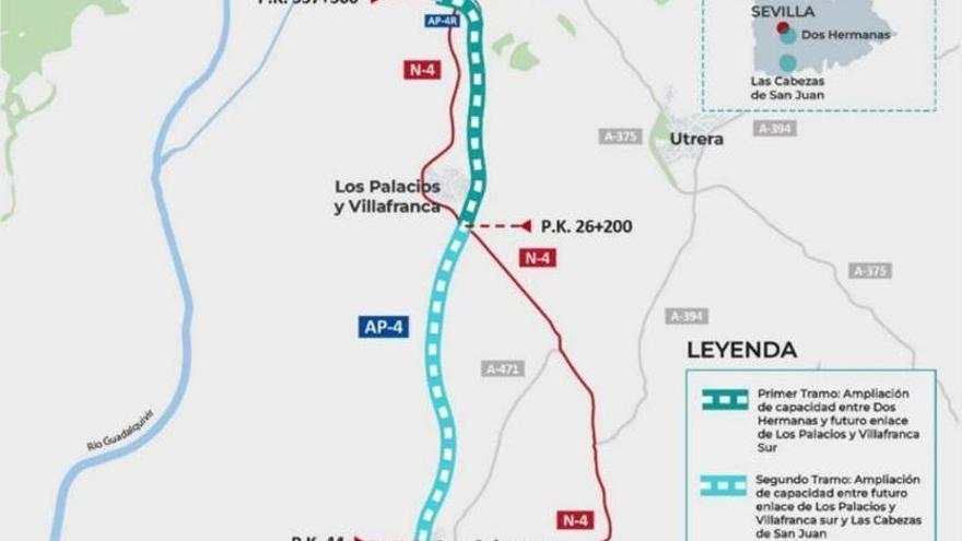 Adjudicado el proyecto del tercer carril de la AP-4 entre Dos Hermanas y Las Cabezas de San Juan