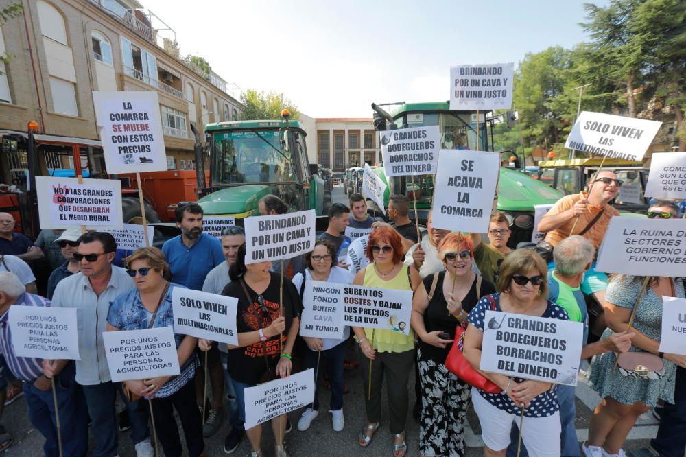 Instante de la tractorada de protesta en Requena.