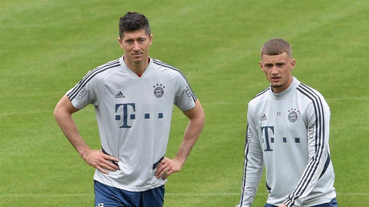 Lewandowski y Cuisance, en un entrenamiento