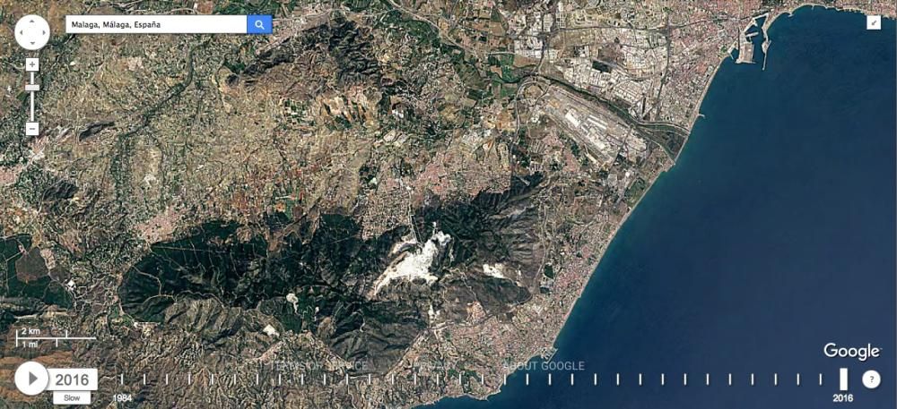 Así ha cambiado la provincia de Málaga desde 1984 a 2016.