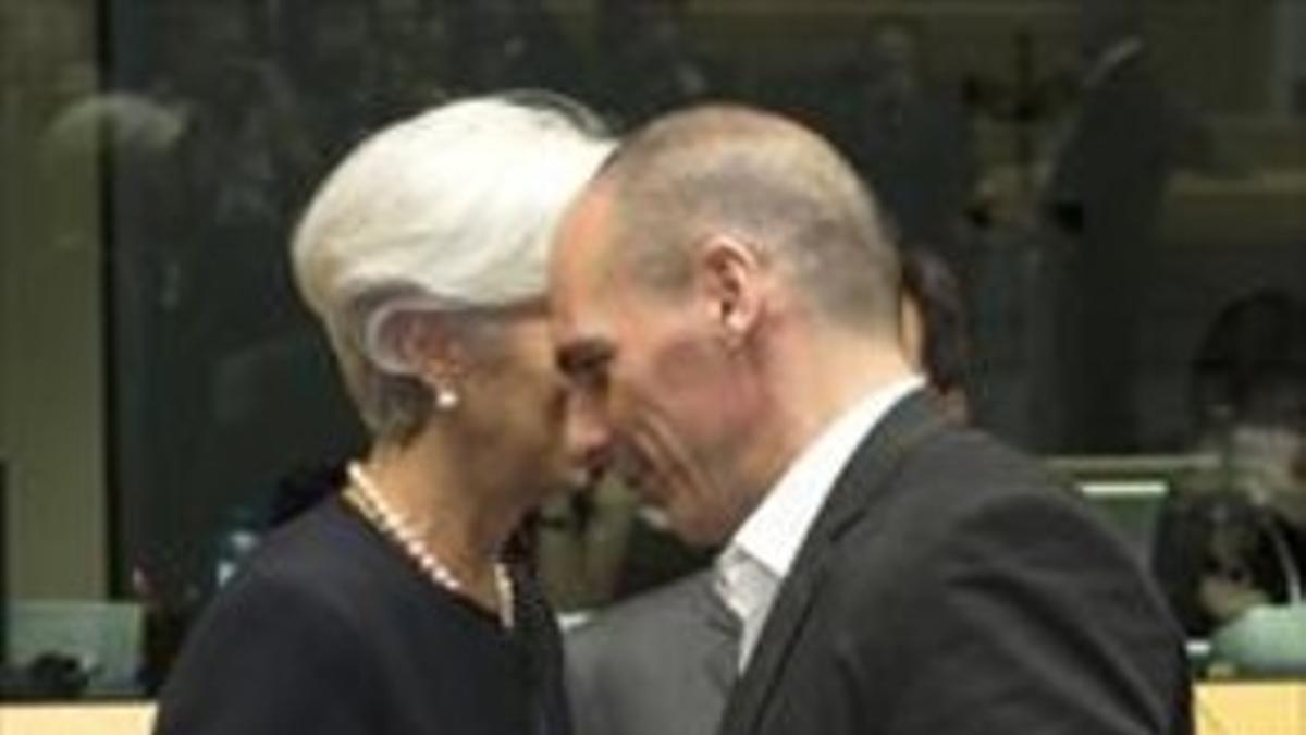 Christine Lagarde y Yanis Varoufakis, la semana pasada, en Bruselas.