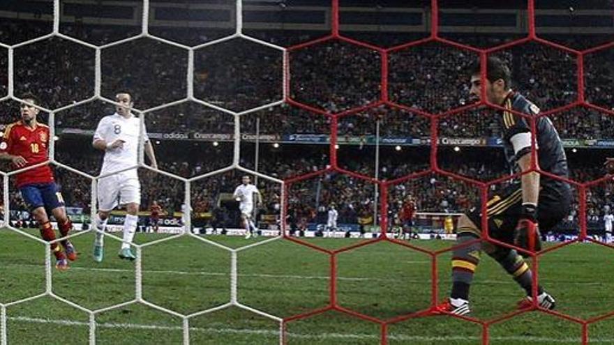 Casillas, en el momento del gol de Francia.