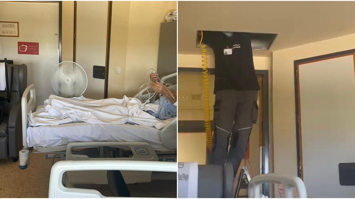 Este miércoles los ventiladores continuaron presentes en la quinta planta del Hospital General de Castellón, mientras técnicos trabajaban en la avería.