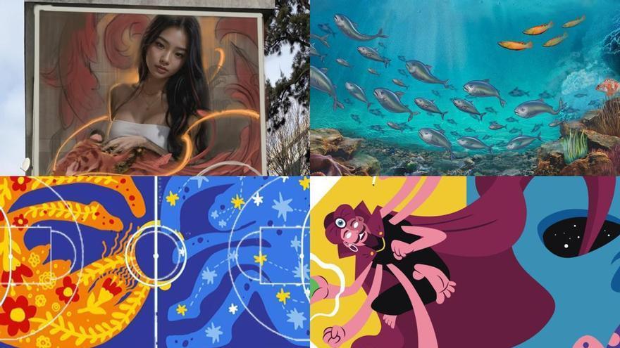 Magia y guiños al Lagares, al eclipse de Sol y a la naturaleza en los nuevos murales de Vigo: así lucirán
