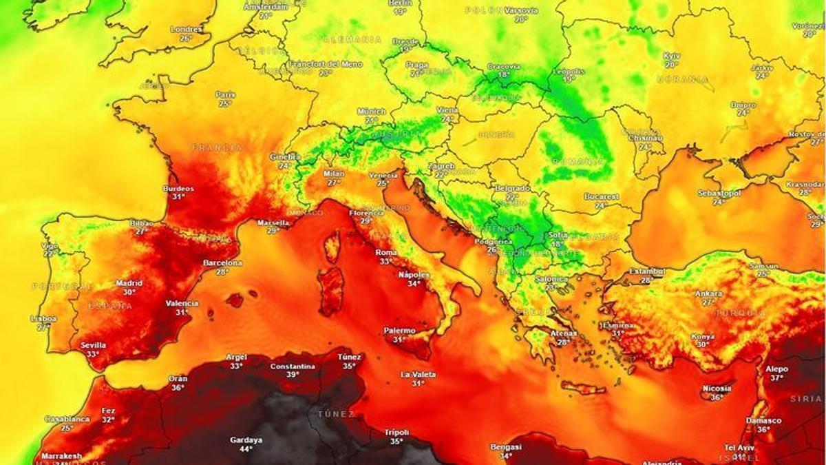 Temperatura del mar Mediterráneo durante la jornada del pasado viernes.