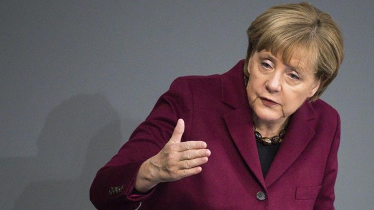 La cancillera alemana, Angela Merkel, durante un discurso en el Bundestag, en Berlín, este viernes.