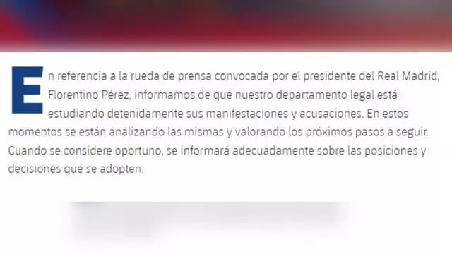 El Barcelona estudia emprender acciones legales por las acusaciones de Florentino Pérez