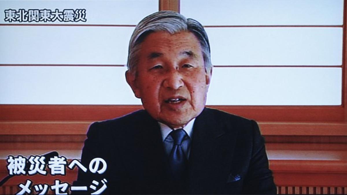 El emperador japonés, Akihito, en un momento del discurso televisado este miércoles.