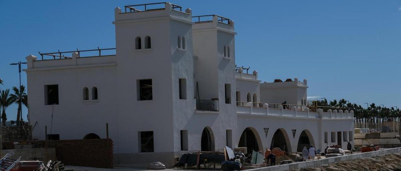 Continúan las obras en la Casa de Botes del Puerto de Málaga.