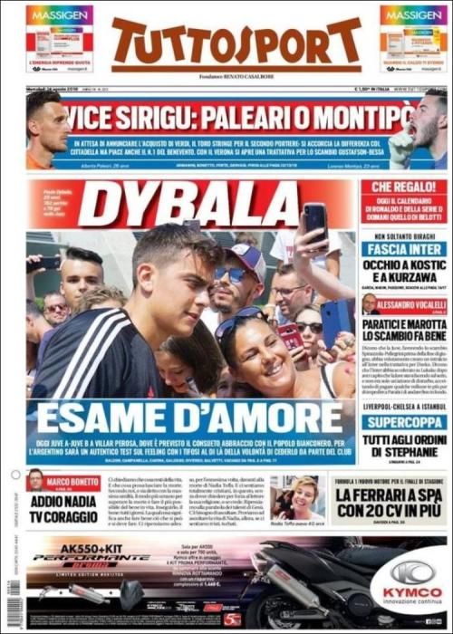 Portada TUTTOSPORT miércoles 14 agosto 2019