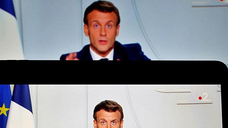 Una imagen de Macron durante su anuncio.