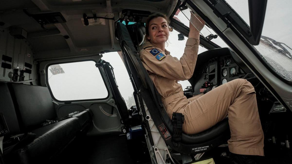 Marlene Nogueira, en un helicóptero.