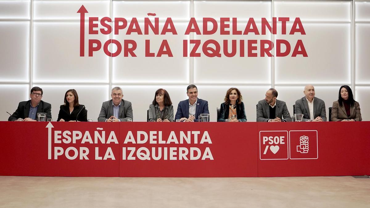 Pedro Sánchez en la nueva ejecutiva federal del PSOE.