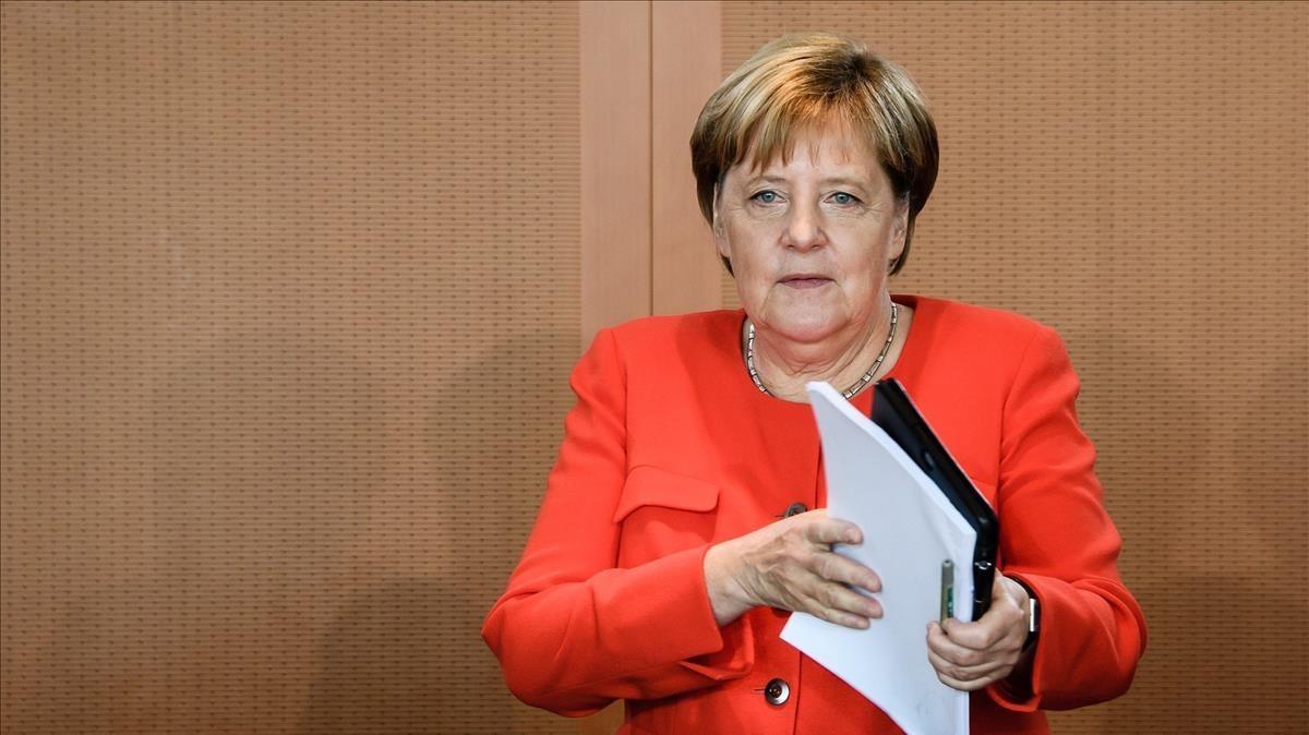 Merkel, tras el Comsejo de Ministros de este miércoles.