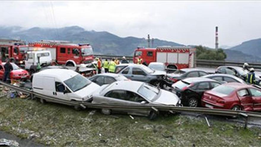 Una colisión en cadena en Vizcaya causa 27 heridos e implica a 54 vehículos