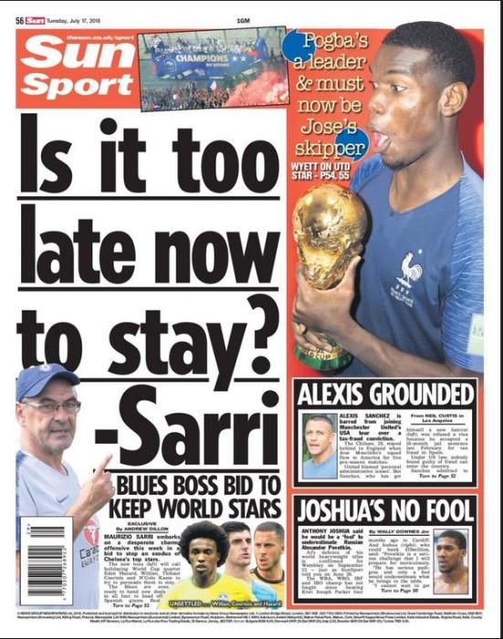 Portada SUN SPORT martes 17 de julio de 2018