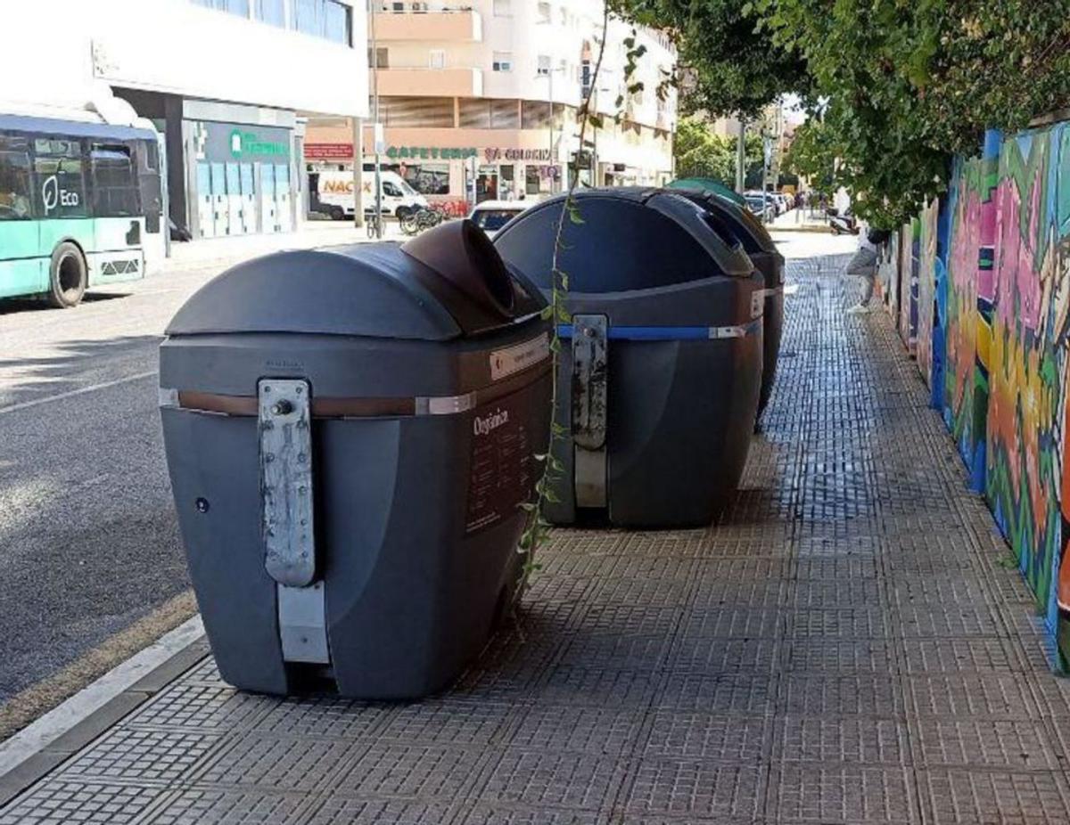 Contenedores reubicados en una acera de Eivissa. | DI