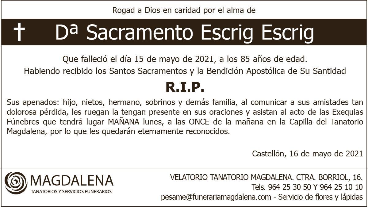 Dª Sacramento Escrig Escrig