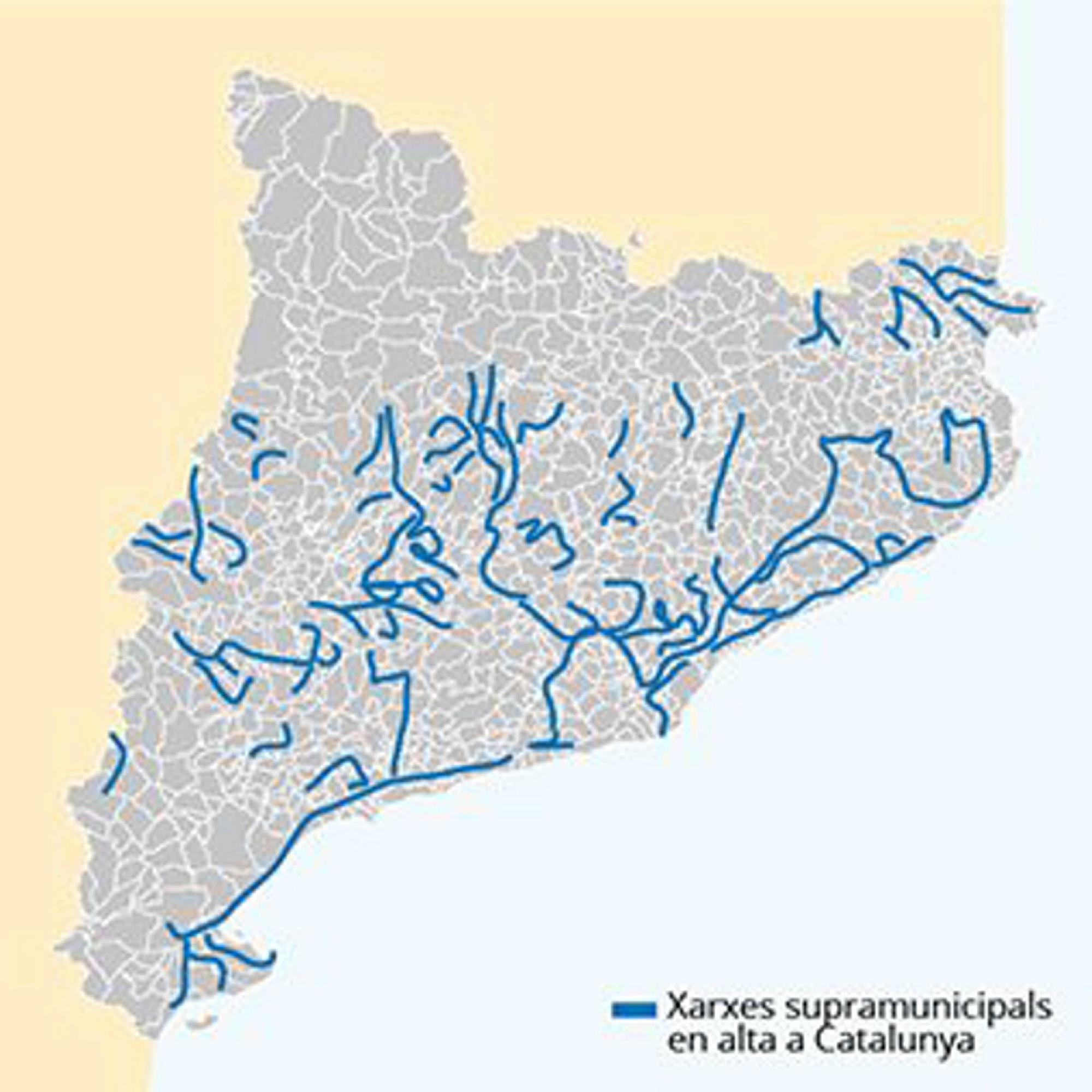 Mapa. Xarxes abastament supramunicipals de Catalunya