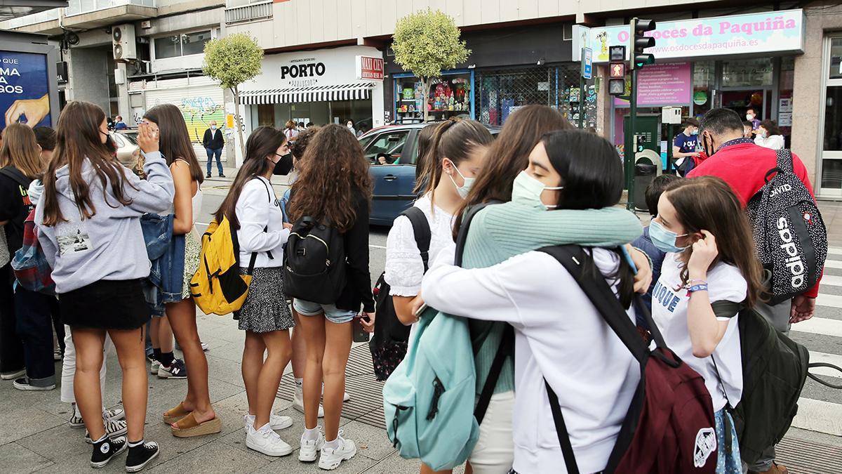 Último día del pasado curso escolar, en un colegio de Vigo