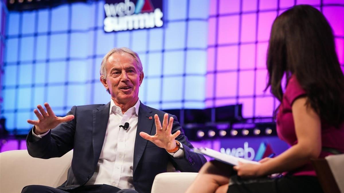 Tony Blair, durante su discurso en la Web Summitt de Lisboa