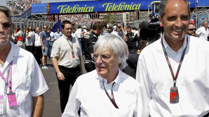 Francisco Camps y Bernie Ecclestone, en un Gran Premio de Europa en Valencia.