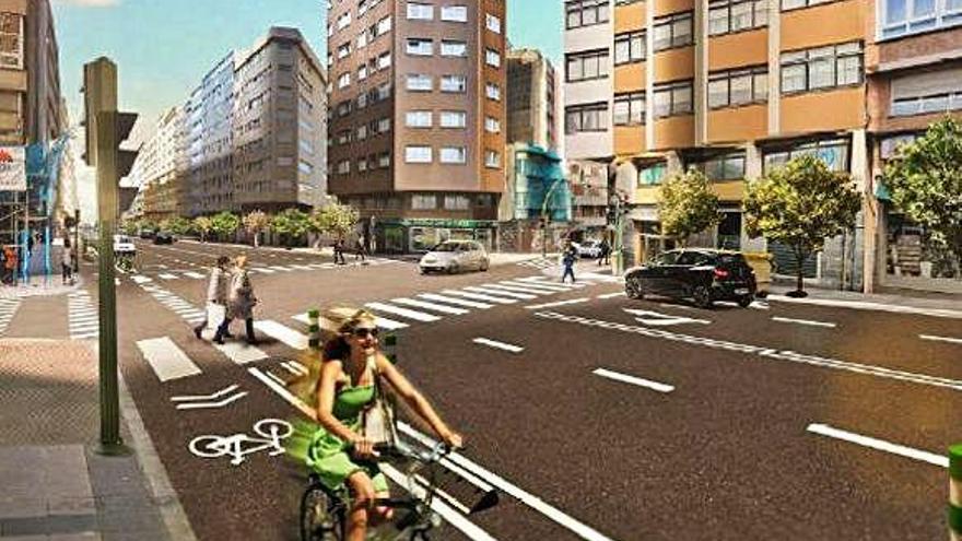 Imagen virtual de la ronda de Nelle sin el viaducto y con el carril bici.