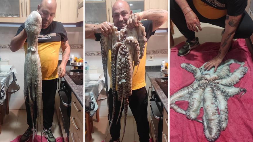 Pesca un pulpo de diez kilos en Alcabre: &quot;De tanto tirar, me reventó las piernas y tuve agujetas&quot;