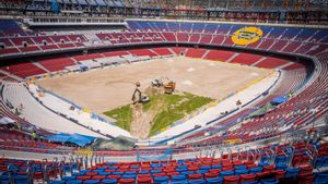 Vista de las obras en el nuevo estadio del Fútbol Club Barcelona