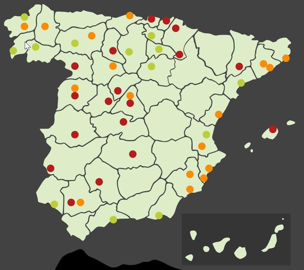 Nivel de concentración de polen de gramíneas en España