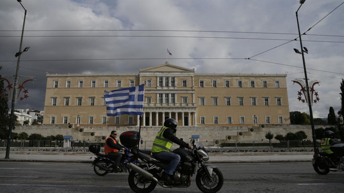 Protestas ante el Parlamento griego, en Atenas.