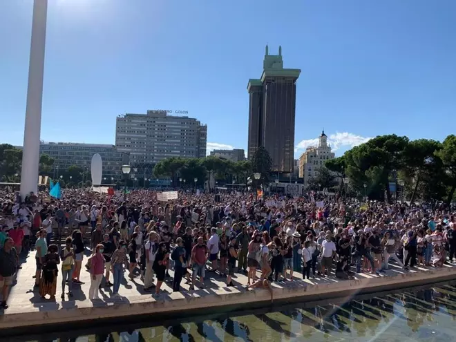 Concentració a Madrid contra les mascaretes