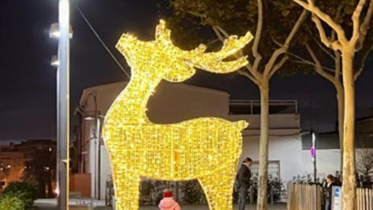 Barcelona estrena figuras iluminadas de gran tamaño esta Navidad, como un reno o unas alas