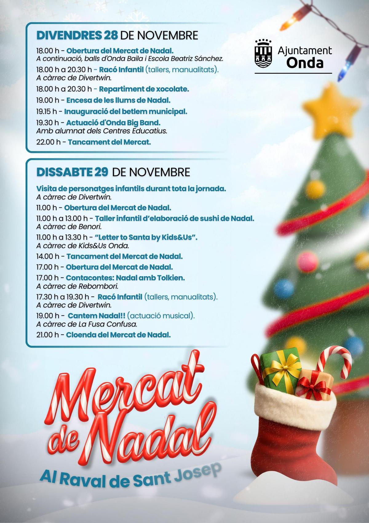 Programación del Mercat de Nadal de Onda.