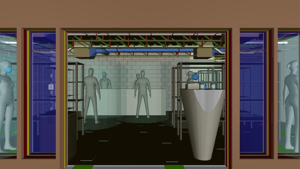 Simulación 3 Open BIM Covid-19 en un establecimiento comercial