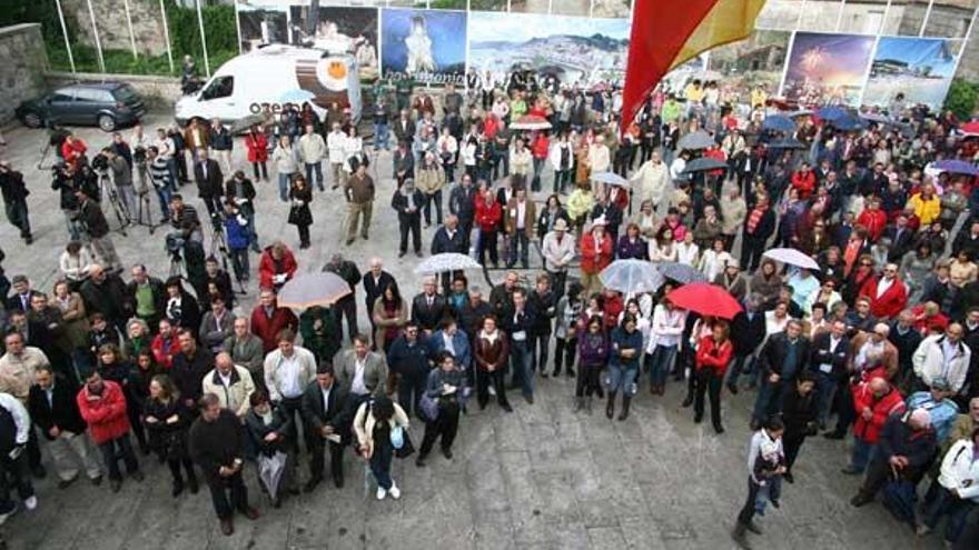 Vista general de la concentración que se producía esta mañana en Baiona