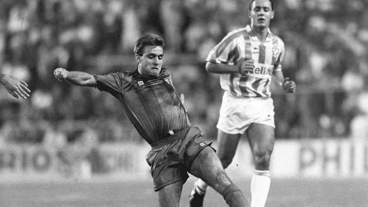 Lucendo, en su único partido en el Barça, en 1989 en Valladolid