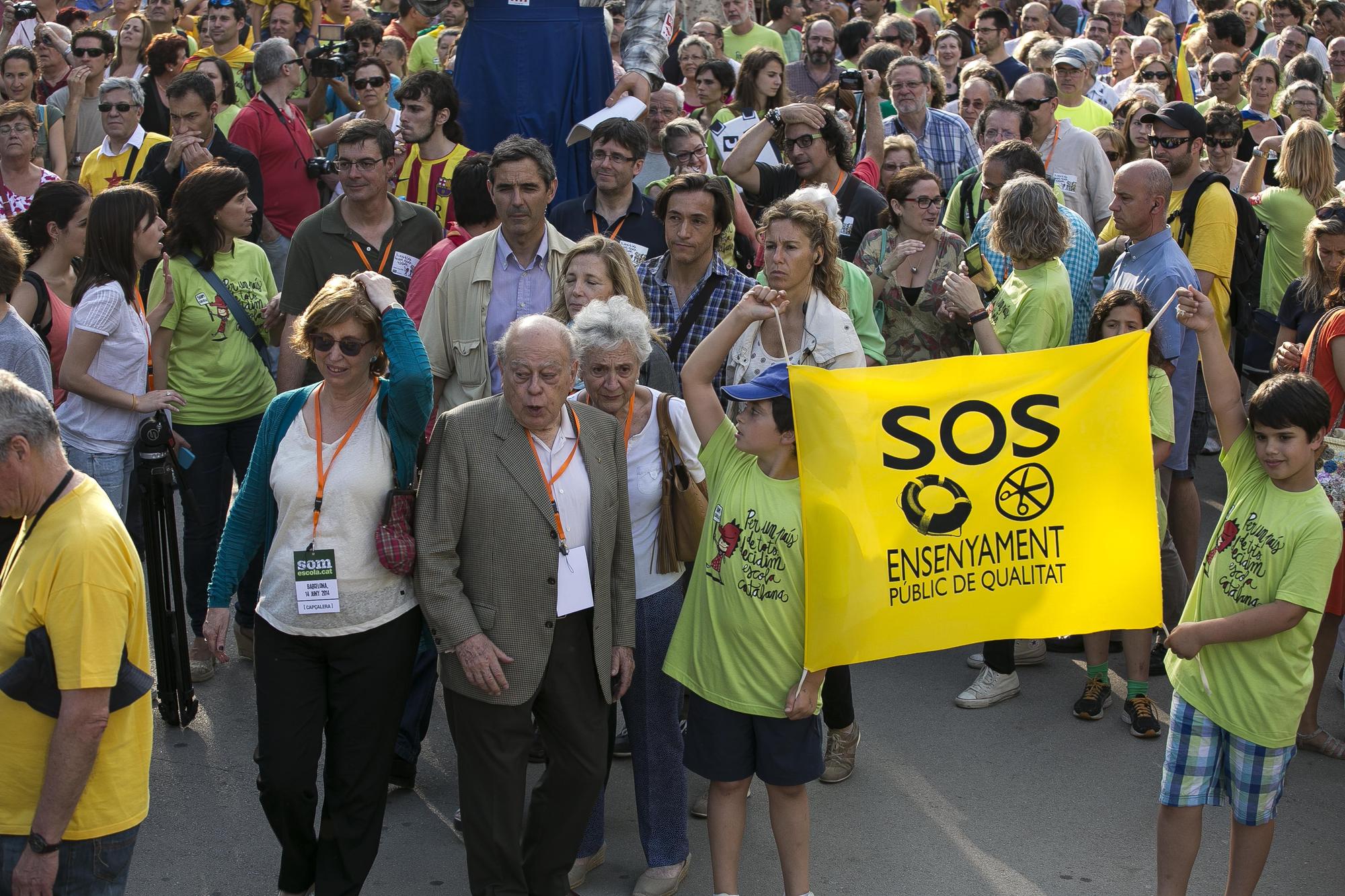 Jordi Pujol en una manifestación de &quot;Som Escola&quot; en defensa del catalán en 2014