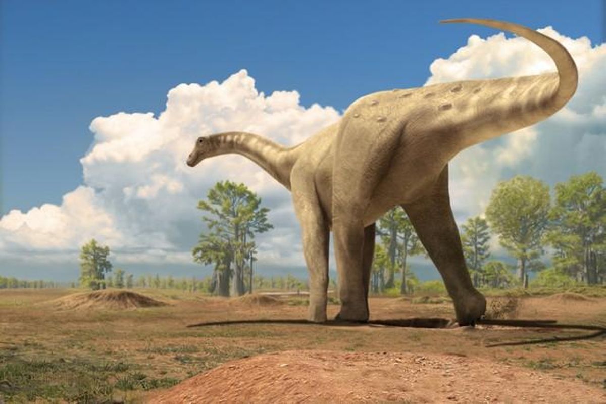 Reconstrucció d’un dinosaure al Prepirineu català, fa uns 70 milions d’anys. ÓSCAR SANISIDRO (ICP) Reconstrucció d’un dinosaure al Prepirineu català, fa uns 70 milions d’anys. ÓSCAR SANISIDRO (ICP)