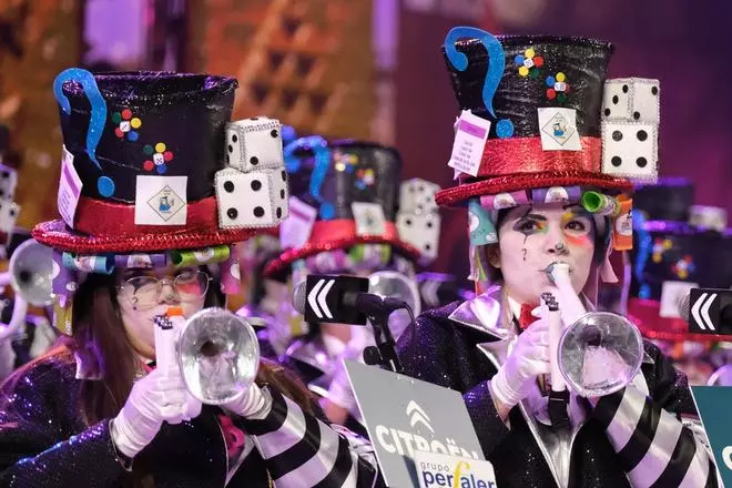 Las Tramposas, durante su actuación en la Segunda Fase del Concurso de Murgas de Las Palmas de Gran Canaria 2022