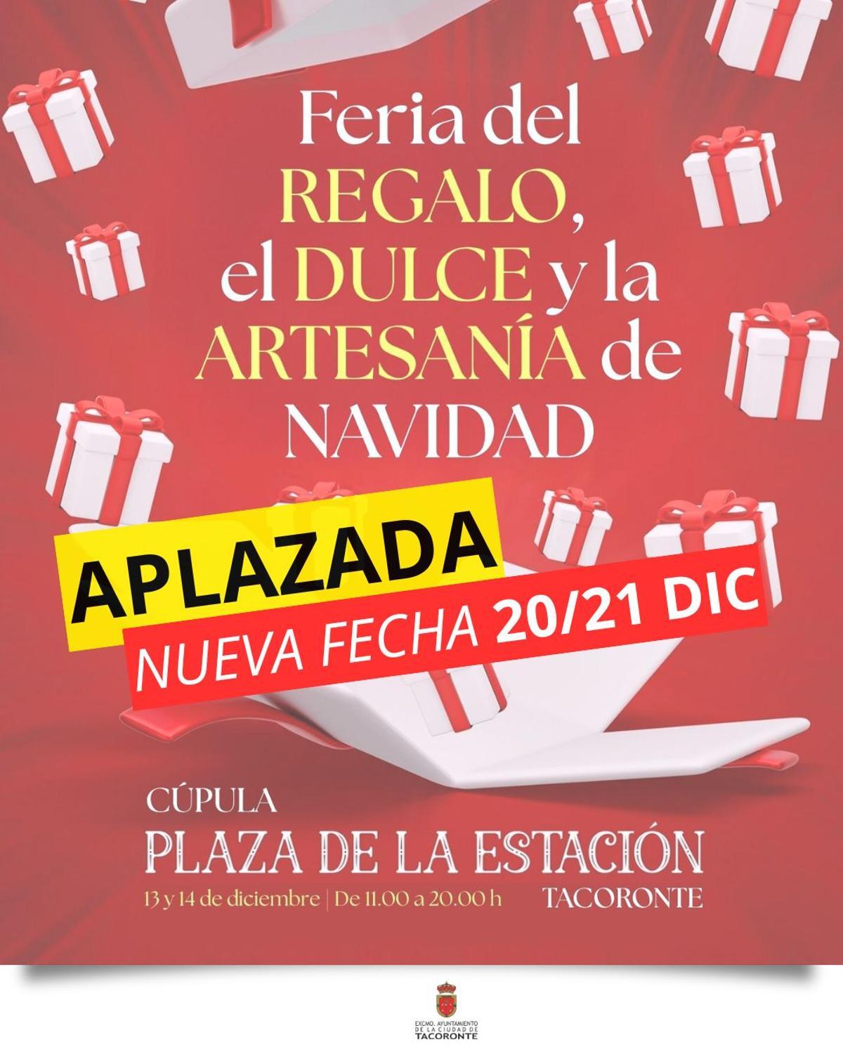 Cartel del aplazamiento de la feria.